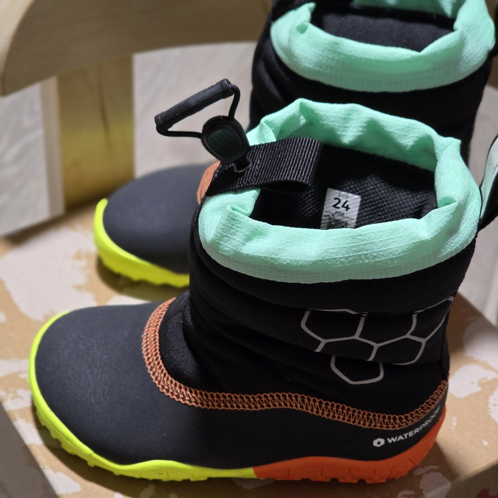 Vivo Barefoot Kids Boots - Black, Green, and Orange